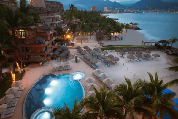 Luxury resort overlooking Banderas Bay in Puerto Vallarta, Mexico
